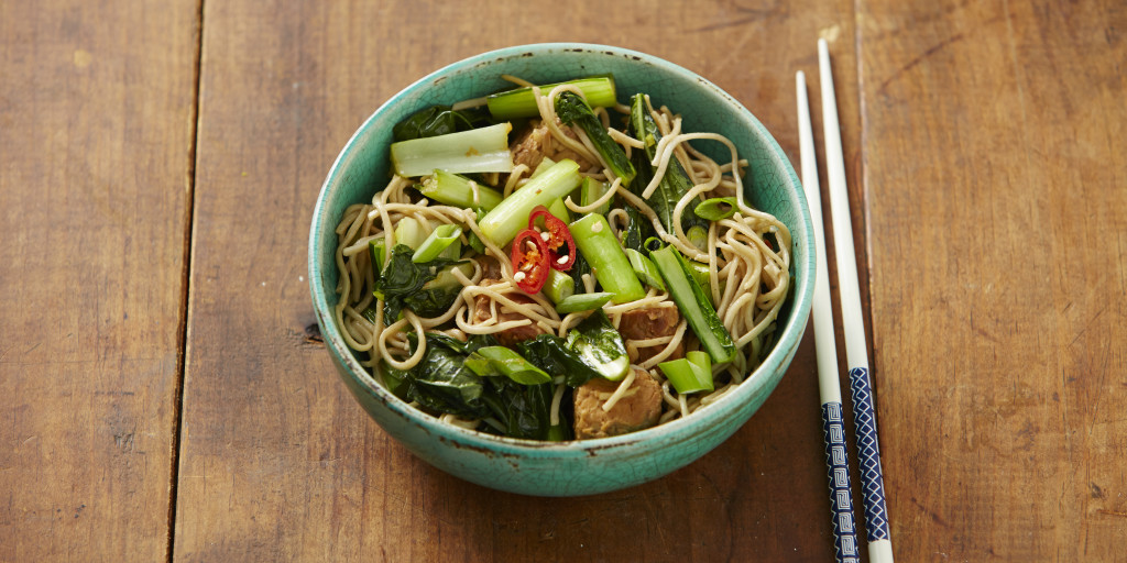 I Quit Sugar recipe - Choy Sum + Soba Noodles with Chicken.
